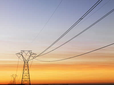 High Voltage Lines Supply Power to Substations